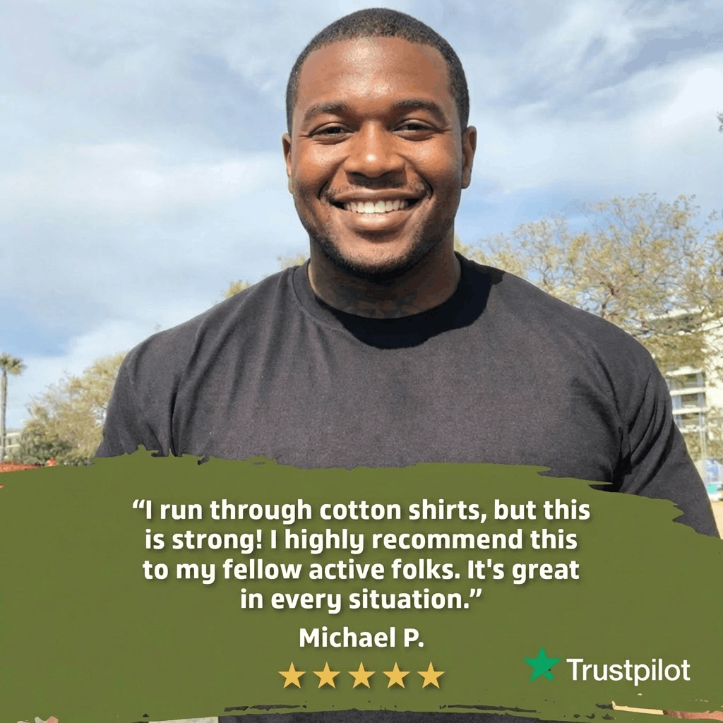 EARTH’S LIFETIME TEE: HEMP. BAMBOO. NO PFAS. GRIPS ARMS. HIDES GUT.