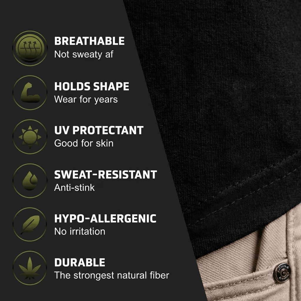 EARTH’S LIFETIME TEE: HEMP. BAMBOO. NO PFAS. GRIPS ARMS. HIDES GUT.